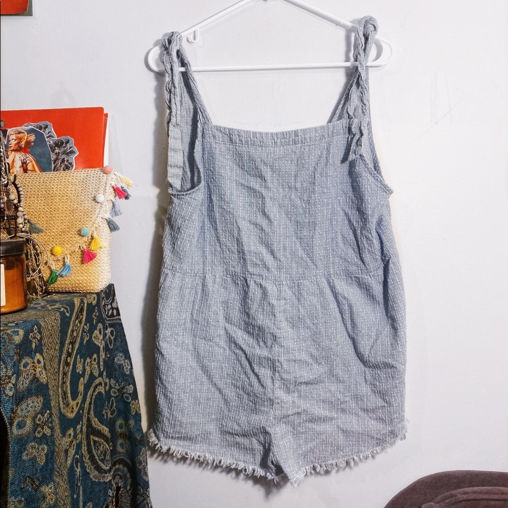 TOBI Light Blue Romper w/ Frayed Edges